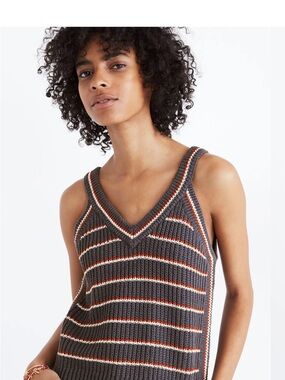 Madewell Stockton Sweater Tank Top Womens Small Bluish Gray Striped Sleeveless